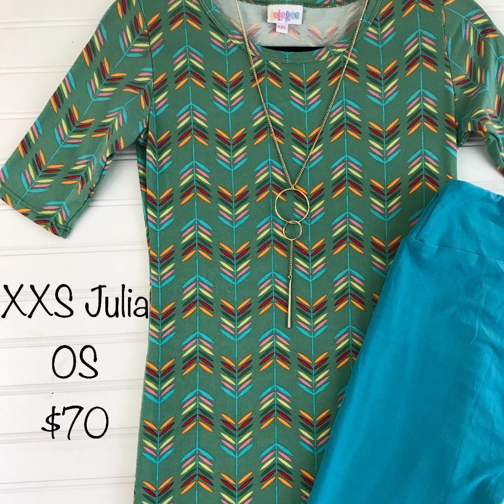 XXS Lularoe Julia dress with matching OS Leggings BNWT NWT